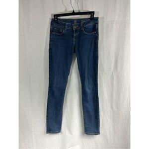 So size 3 Skinny dark blue jeans embroidered back pockets